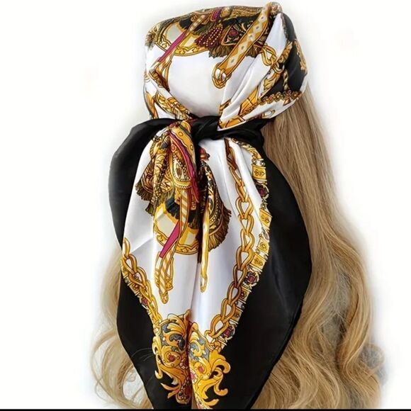 35'' Large Square Satin Head Scarf - Silky Feeling Neck Scarf - Picture 6 of 9